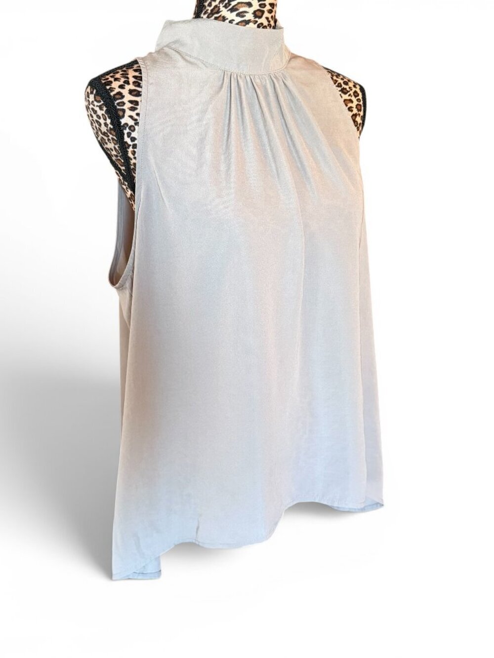 Prologue XXL Halter Neck Tank Top | Flowy High Neck Blouse | Neutral Taupe